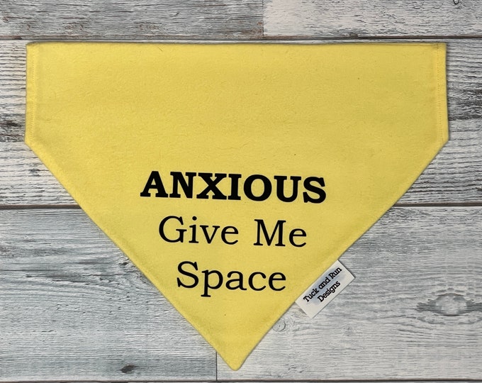 Featured listing image: Anxious Give Me Space over the collar dog Bandana, Reactive Dog Bandana, Pet Bandana, Safety Scarf