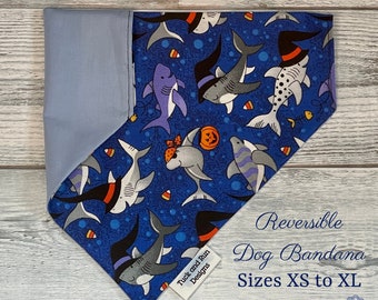 Halloween Sharks over the collar Personalized Dog Bandana/Cat Bandana/Pet Scarf/Reversible/Washable