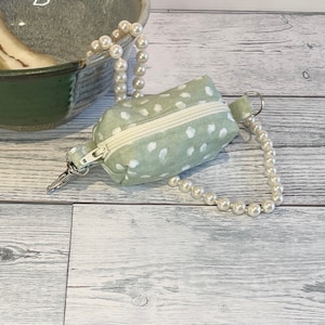 Green and Cream Linen Dog Waste Bag Dispensor/Poop bag holder/Pet Poo Bag Holder