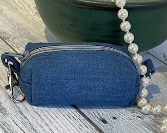 Personalized Denim Doggie Waste Bag Dispenser/Dog poop bag holder/Dog bag holder/Poopy bag holder/Dog bag Dispenser