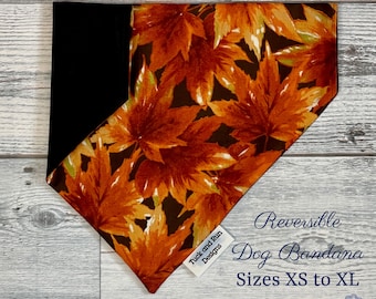 Fall Leaves over the collar reversible dog bandana//Personalized dog bandana//Funny dog bandana//dog lover gift//custom dog scarf