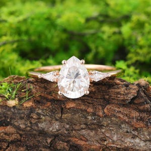 Birne Moissanite Verlobungsring: 10K 14K 18K Rose Gold Brautring