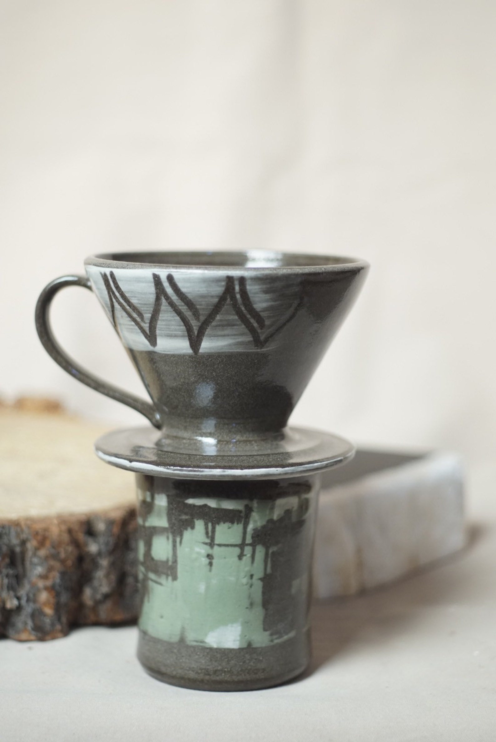 Pour over Ceramic Handmade Black Etsy