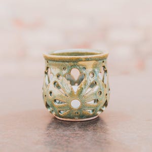 Carved Ceramic Votive, candle holder