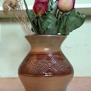 Ceramic Vase Handmade, Boho style Ceramic Vase, Hand decorated vase
