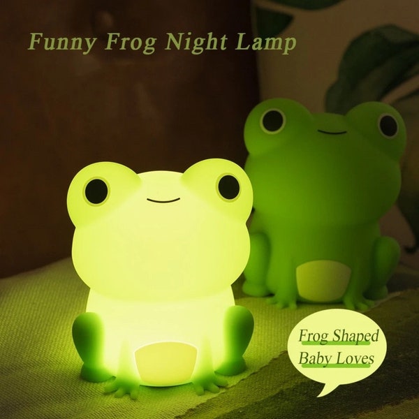 Cute Frog Night Lamp for Kids Frog Soft Silicone Sleeping Night Light Dimmable Timer Rechargeable Colorful Light Room Decor Children Gifts