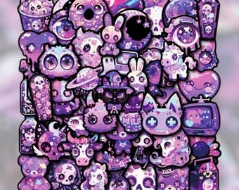 50pc Purple Gothic Magic Horror Goth Graffiti Stickers Cute Halloween Decoration Sticker