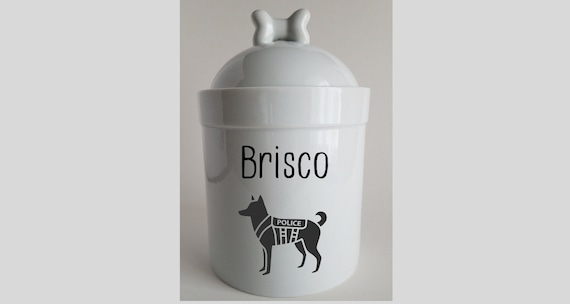 Personalized Police Dog Treat Jar Large Treat Jar Police Dog K 9