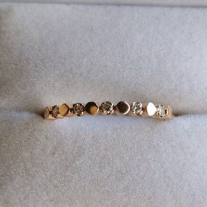 Superbe bague de fiançailles semi-éternité en or rose 18 carats, diamants scintillants, français taille 7