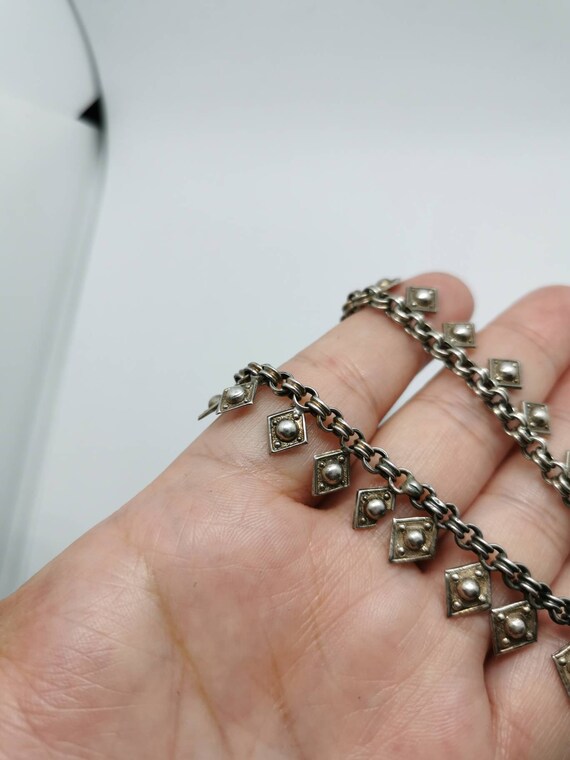 Exquisite Original Victorian Solid Silver Link Ch… - image 7