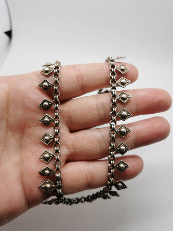 Exquisite Original Victorian Solid Silver Link Ch… - image 8