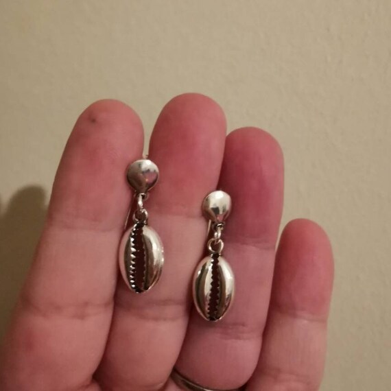 925 Silver Cowrie Shell Dangle Earrings - image 1