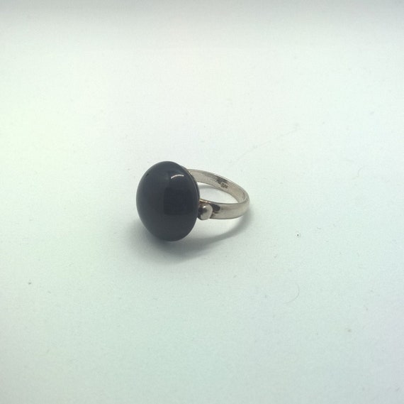 Vintage Silver × Platina Onxy Ball Ring antique 925 silver vintage Victorian art deco handmade black