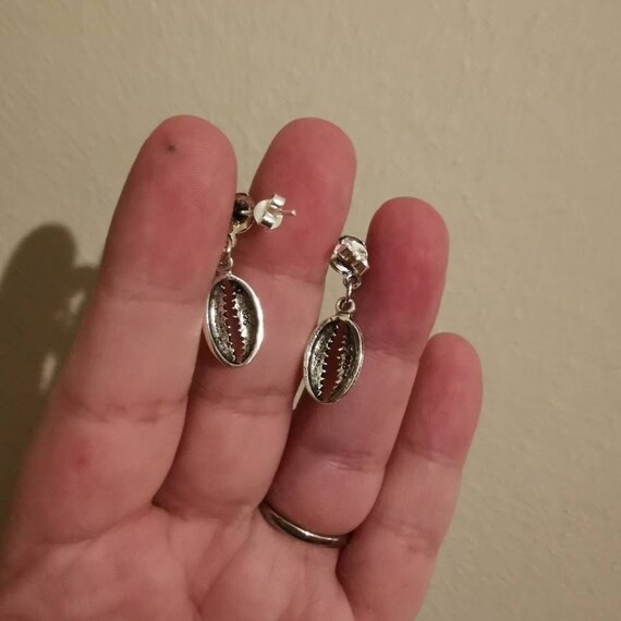 925 Silver Cowrie Shell Dangle Earrings - image 3