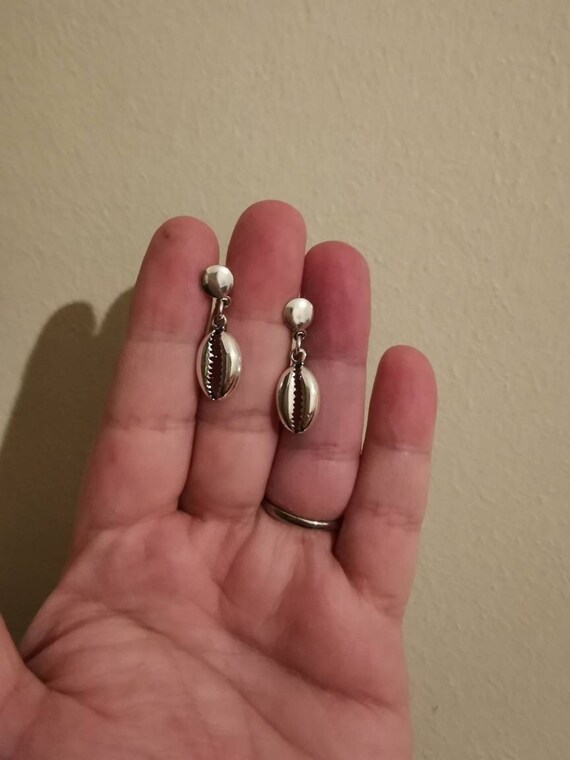 925 Silver Cowrie Shell Dangle Earrings - image 2