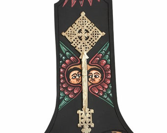Axum de la Iglesia Ortodoxa Etíope Hecha a Mano, con Icono pintado