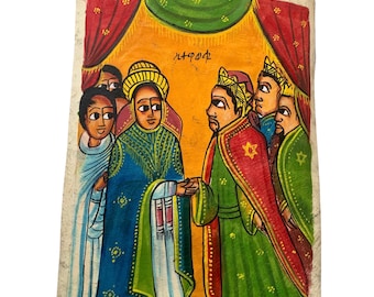 エチオピアの宗教的な革の絵画 手描きの正統派のペイント