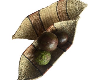 Cesta de pan africana hecha a mano - Decoración de canoa Gambela etíope