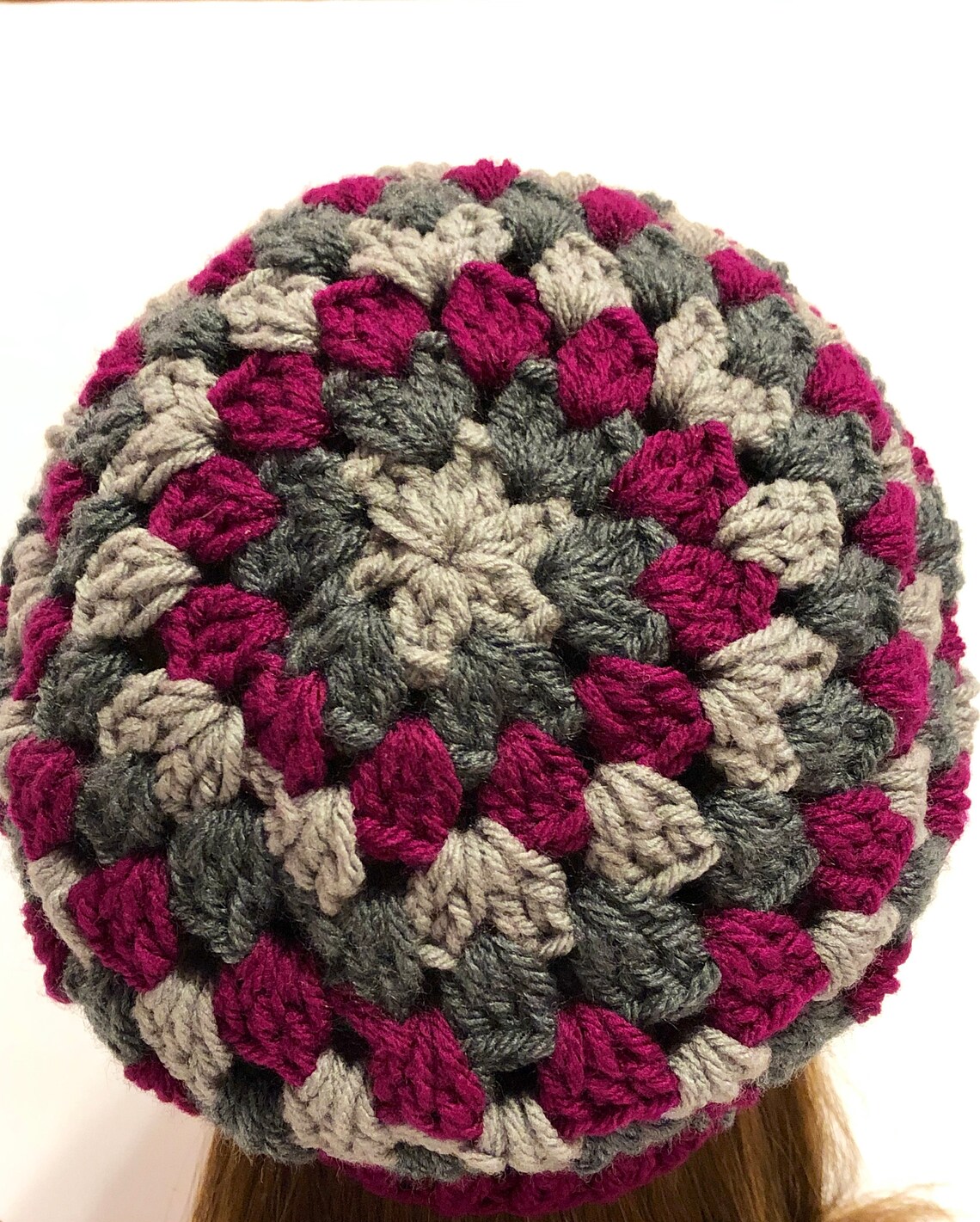 Crochet Granny Square Slouch Beanie Purple Grey Hats for - Etsy