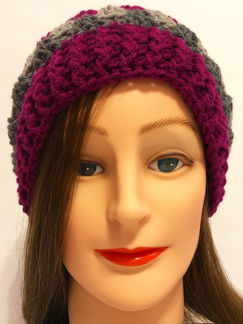 Crochet Granny Square Slouch Beanie Purple Grey Hats for Etsy