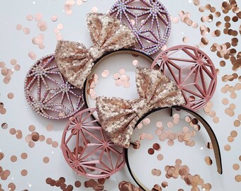 ROSE GOLD ears, spaceshipearth inspired , 3d mouse ears