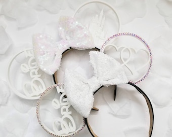 wedding collection bride ears with sequin bow 3d mouse ears
