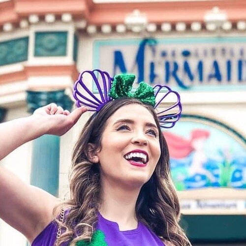 Princess  Mermaid 3D Mouse Ears  Shells with sequin bow