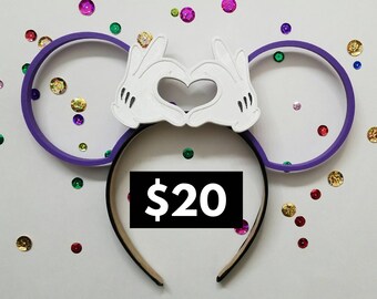 3D Mouse Ears, Mouse Heart Love, White Mouse Hands