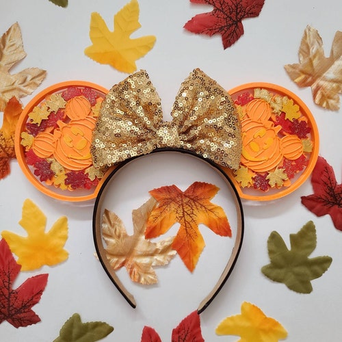 Pumpkin wreath 3d ear with gold glitter