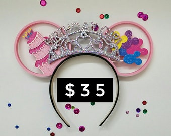Birthday Cake and Balloons Rhinestone tiara