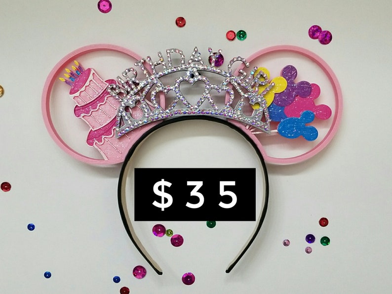 Birthday Cake and Balloons Rhinestone tiara image 1