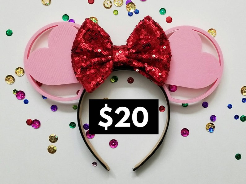 3D Mouse Ears Valentine/'s day hearts