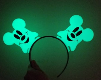 Glow in the dark BOO ,ghost Halloween ears, Halloween 3D Mouse Ears
