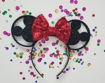BLACK Rhinestone 3D Mouse Ears