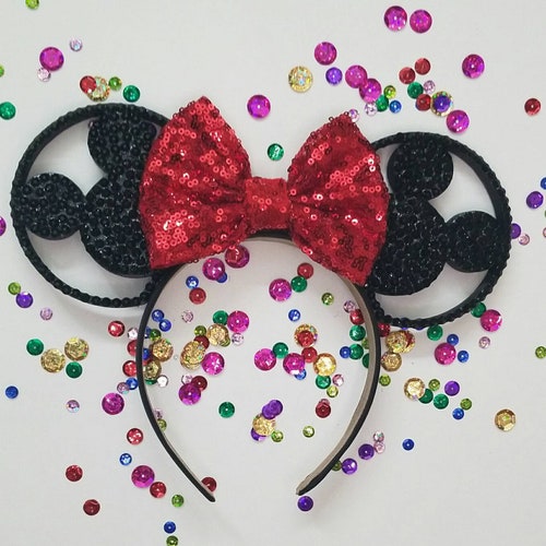 BLACK Rhinestone 3D Mouse Ears