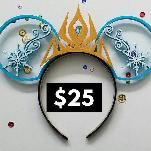 FrozenPrincess tiara 3D with Snowflake Mouse Ears