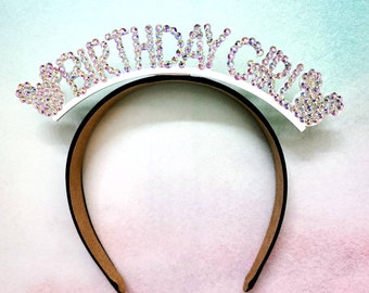 Birthday Girl mouse tiara , 3d printed tiara with ab rhinestones