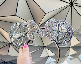 Rhinestone 3D inspired Ears with Rhinestone Bow OR Sequin bow