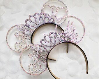 wedding collection rhinestone bride ears with rhinestone tiara 3d mouse ears