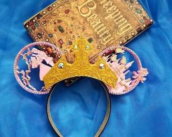 Once Upon a Dream with tiara , sleeping princess inspired, 3D print Mouse Ears
