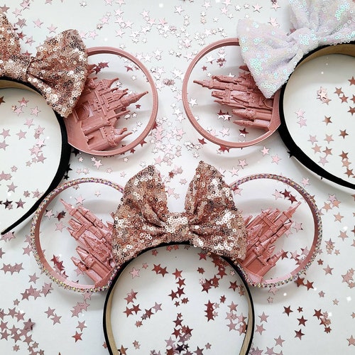 ROSE GOLD castle ears, 3d mouse ears.