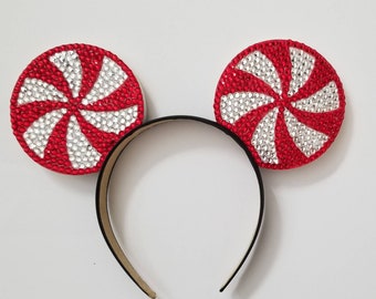 Peppermint rhinestone ears,3D Mouse Ears
