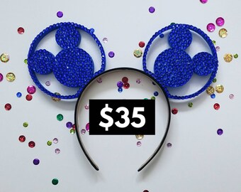 ROYAL BLUE Rhinestone 3D Mouse Ears