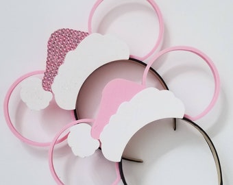 PINK Santa's hat 3d mouse ears , Christmas ears