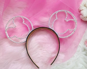 Rhinestone mouse ears, 3d mouse ears, with or without bow
