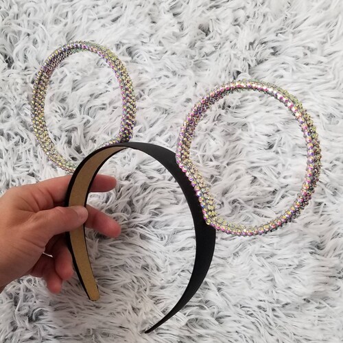 Rhinestone rings 3D Mouse Ears all sides covered with rhinestones MANY  COLORS
