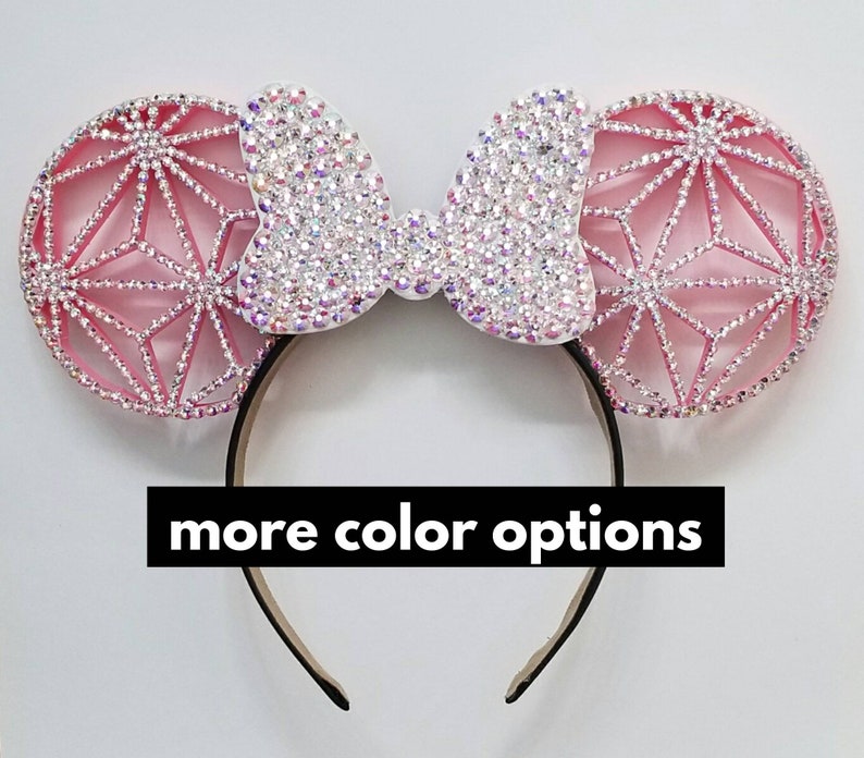 Rhinestone 3D Epcot inspired Ears with Rhinestone Bow OR Sequin bow