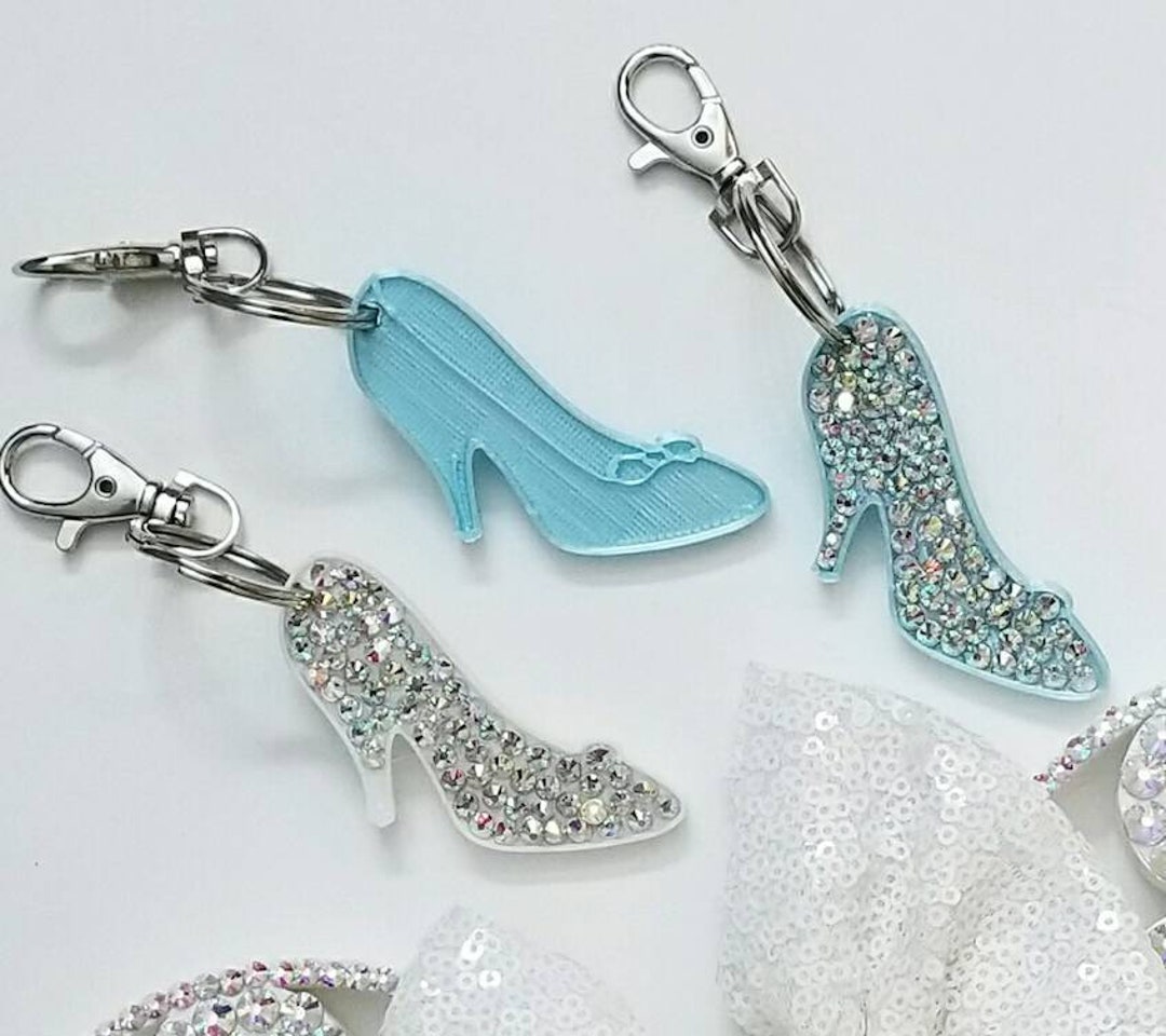 KEYCHAIN Glass Slipper With or Without Rhinestones 3d Print Etsy
