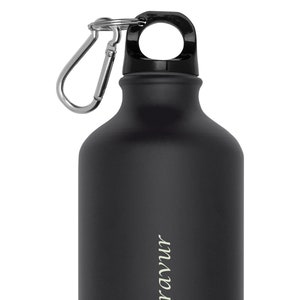 Aluminum drinking bottle with engraving / with snap hook / 800ml / color black