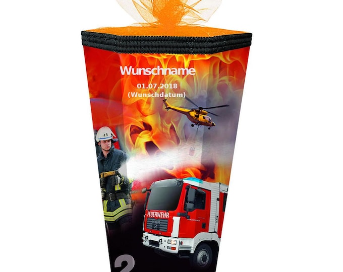 Schultüte aus Stoff Feuerwehr personalisierbar Feuerwehrauto, auch DIY Schultüte aus Stoff Feuerwehr personalisierbar Feuerwehrauto, auch DIY